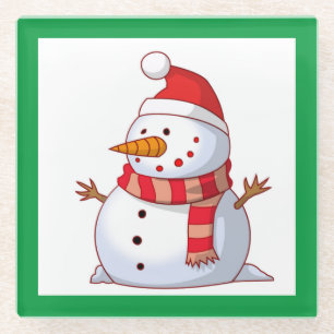 WINTER SNOWMAN GLAZEN ONDERZETTER
