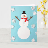 Winter Snowman Greeting Card Kaart (Gele Bloem)