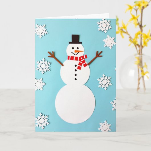 Winter Snowman Greeting Card Kaart (Gele Bloem)