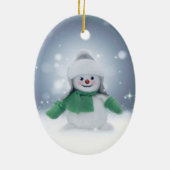Winter Snowman in Green Keramisch Ornament (Achterkant)