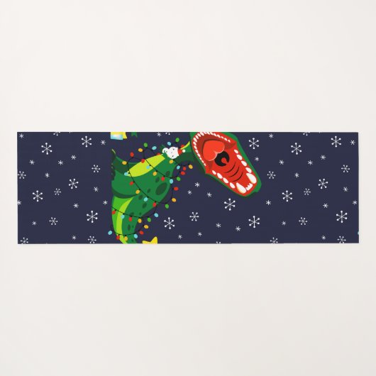 Winter Snowman kerstboom T-Rex Dinosaur Yogamat (Achterkant (horizontaal))