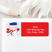 Winter Snowman Kerstfeestdag Adresetiketten Etiket (Insitu)