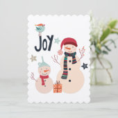 Winter Snowman Kerstmis Scandinavische kaart (Staand voorkant)