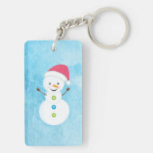 Winter Snowman met naam en Pet Sleutelhanger (achterkant)