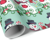 Winter Snowman Patroon Wrapping Paper Cadeaupapier (Rol Hoek)