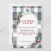 Winter Snowman Plaid Baby Shower Invitation Kaart (Voorkant)