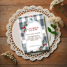 Winter Snowman Plaid Baby Shower Invitation Kaart