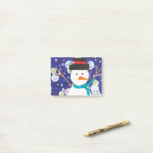 Winter Snowman Post-it® Notes (Op bureau)
