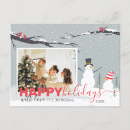Winter Snowman prettige feestdagen familiewenskaar Briefkaart