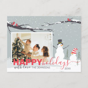 Winter Snowman prettige feestdagen familiewenskaar Briefkaart