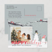 Winter Snowman prettige feestdagen familiewenskaar Briefkaart (Voorkant / Achterkant)