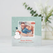  Winter Snowman Prettige feestdagen Foto Feestdagenkaart (Staand voorkant)