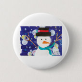 Winter Snowman Ronde Button 5,7 Cm (Voorkant)