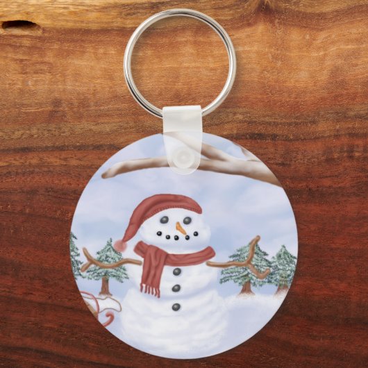 Winter Snowman Sleutelhanger (Voorkant)