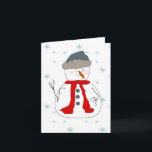 Winter Snowman Snowing Whimsical Primitive Art Feestdagen Kaart<br><div class="desc">Een gelukkige sneeuwman staat in de sneeuw en zwaait naar mensen die voorbijgaan. Dit kaartontwerp zou geweldig zijn voor elke keer dat je een glimlach op iemands manier wilt sturen. Voeg tekst toe en maak het voor een speciale gelegenheid zoals Kerstmis of een verjaardag.</div>