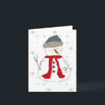 Winter Snowman Snowing Whimsical Primitive Art Feestdagen Kaart<br><div class="desc">Een gelukkige sneeuwman staat in de sneeuw en zwaait naar mensen die voorbijgaan. Dit kaartontwerp zou geweldig zijn voor elke keer dat je een glimlach op iemands manier wilt sturen. Voeg tekst toe en maak het voor een speciale gelegenheid zoals Kerstmis of een verjaardag.</div>