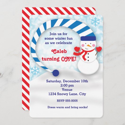 Winter Snowman Snowy Holiday Schattigee feestuitno Kaart (Voorkant / Achterkant)