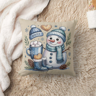 Winter Snowman Throw Pillow Kussen