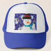 Winter Snowman Trucker Pet (Voorkant)