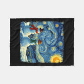 Winter Snowman Van Gogh Starry Night Christmas  Fleece Deken (Voorkant (Horizontaal))