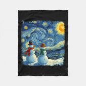 Winter Snowman Van Gogh Starry Night Christmas  Fleece Deken (Voorkant)