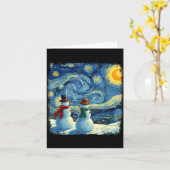 Winter Snowman Van Gogh Starry Night Christmas  Kaart (Gele Bloem)