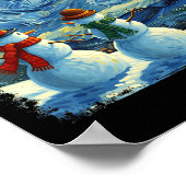 Winter Snowman Van Gogh Starry Night Christmas Poster (Hoek)