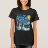 Winter Snowman Van Gogh Starry Night Christmas  T-shirt (Voorkant)