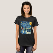 Winter Snowman Van Gogh Starry Night Christmas  T-shirt (Voorkant volledig)