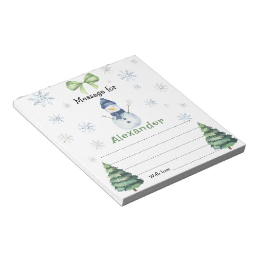 Winter Snowman verjaardagscapsule bericht Notitieblok (Schuin)