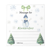 Winter Snowman verjaardagscapsule bericht Notitieblok (Voorkant)