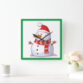 WINTER SNOWMAN VIERKANTE KLOK (Huis)