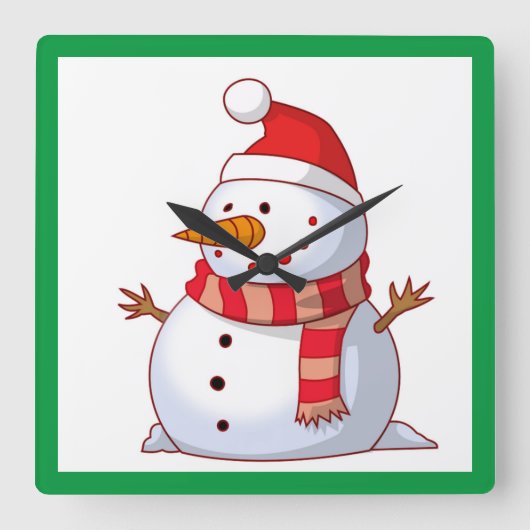 WINTER SNOWMAN VIERKANTE KLOK (Voorkant)