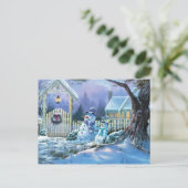 Winter Snowman voor kerstcadeau Feestdagenkaart (Staand voorkant)