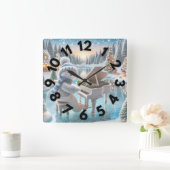 Winter Snowman Wall Clock 10 " Vierkante Klok (Huis)