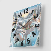 Winter Snowman Wall Clock 10 " Vierkante Klok (Hoek)