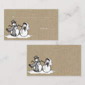 Winter Snowmen Bride & Groom Place Card Plaatskaartje (Voorkant / Achterkant)