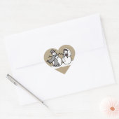 Winter Snowmen Bride & Groom Wedding Hart Sticker (Envelop)
