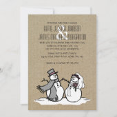 Winter Snowmen Bride & Groom Wedding Kaart (Voorkant)