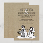 Winter Snowmen Bride & Groom Wedding Kaart (Voorkant / Achterkant)