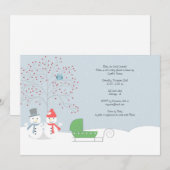 Winter Snowmen en Carriage Baby shower Invitation Kaart (Voorkant / Achterkant)