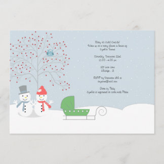Winter Snowmen en Carriage Baby shower Invitation Kaart