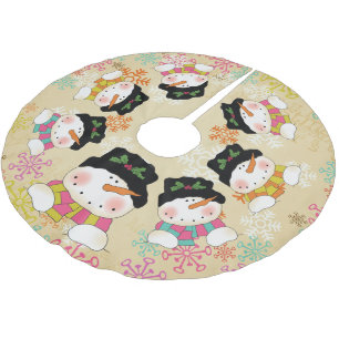 Winter Snowmen en Snowflakes Holiday Tree Skirt Kerstboom Rok