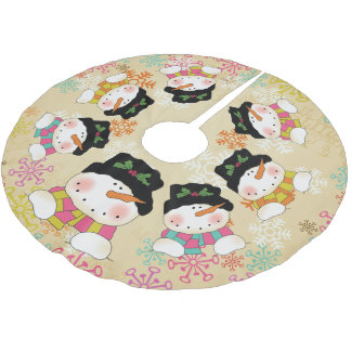 Winter Snowmen en Snowflakes Holiday Tree Skirt Kerstboom Rok