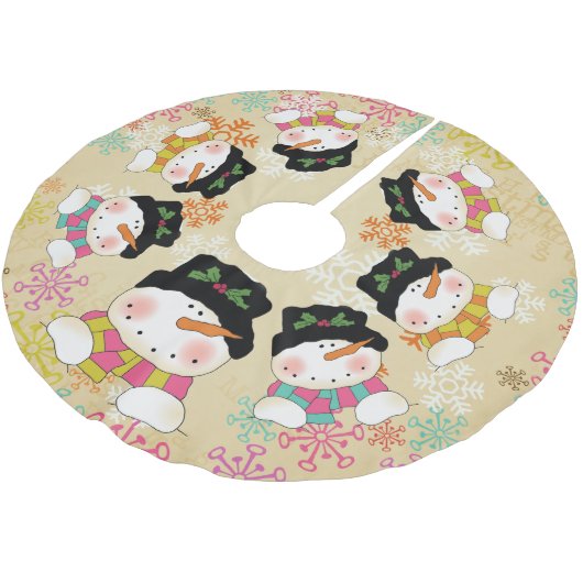 Winter Snowmen en Snowflakes Holiday Tree Skirt Kerstboom Rok (Gekanteld)