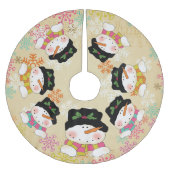 Winter Snowmen en Snowflakes Holiday Tree Skirt Kerstboom Rok (Voorkant)