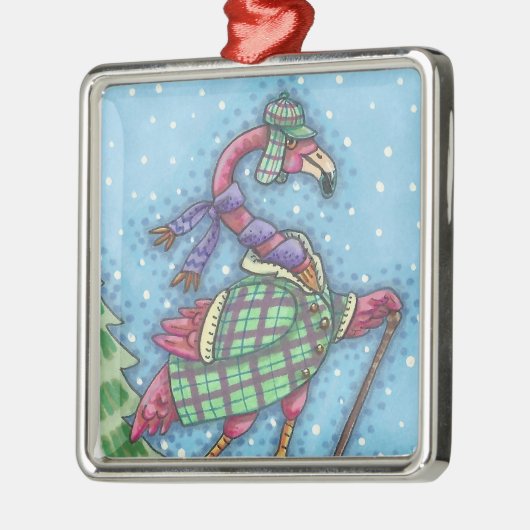 WINTER SNOWSHOES, PINK FLAMINGO CHRISTMAS ORNAMENT (Links)