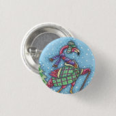 WINTER SNOWSHOES PINK FLAMINGO HOLIDAY BUTTON (Voorkant /achterkant)