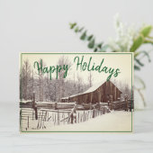  Winter Snowy Barn Foto aangepast Feestdagenkaart (Staand voorkant)