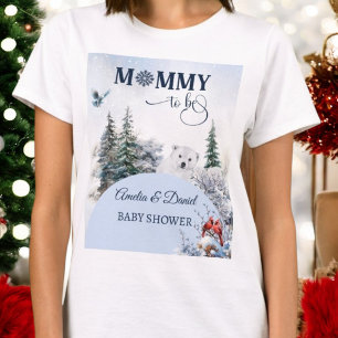 Winter Snowy Beer Bird Mama wordt Baby shower T-shirt